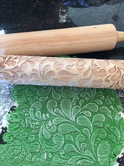 Floral Swirl Embossed Rolling Pin