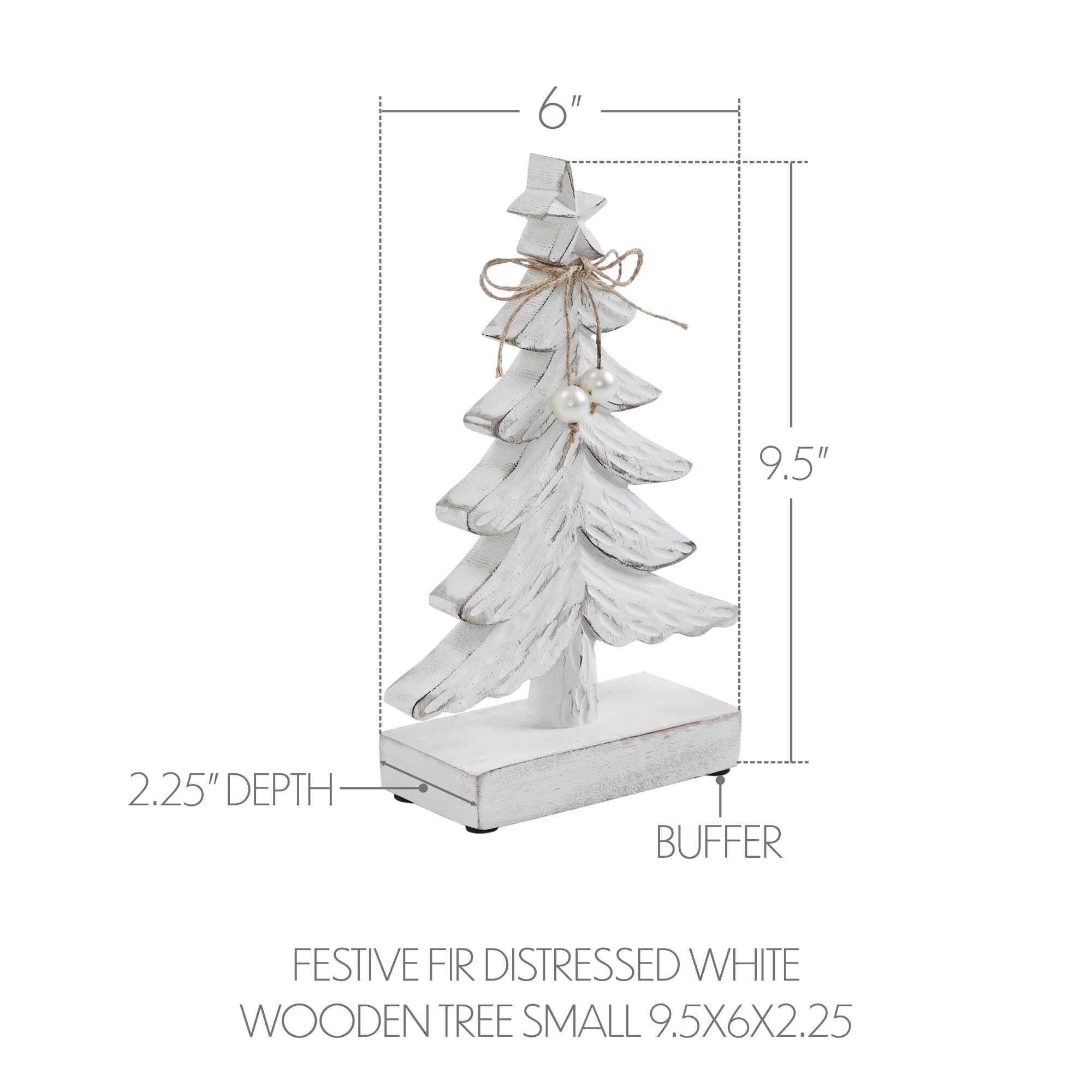 Wooden Christmas tree with dimensions on a white background