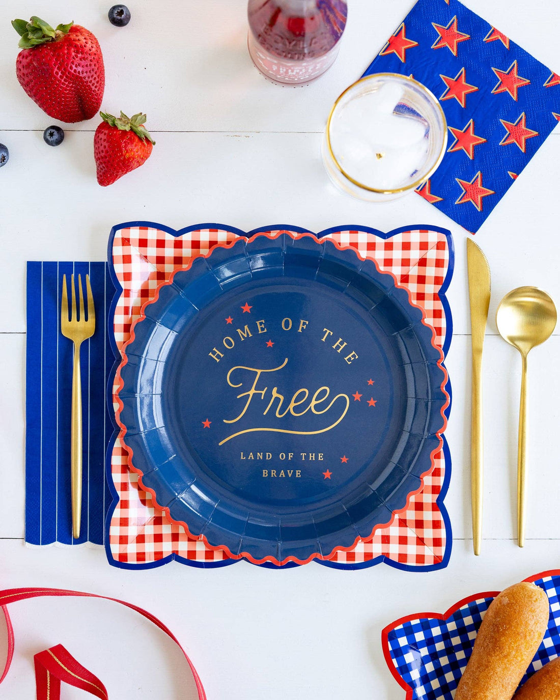 Blue plate with &