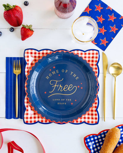 Blue plate with &