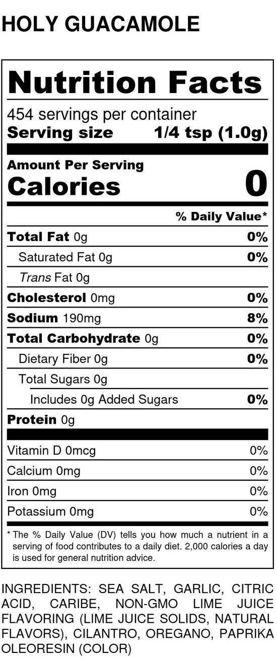 the spice guy holy guacamole spice blend nutrition facts