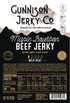 Gunnison Jerky Co. Maple Bourbon Beef Jerky packaging with nutritional information and branding details.