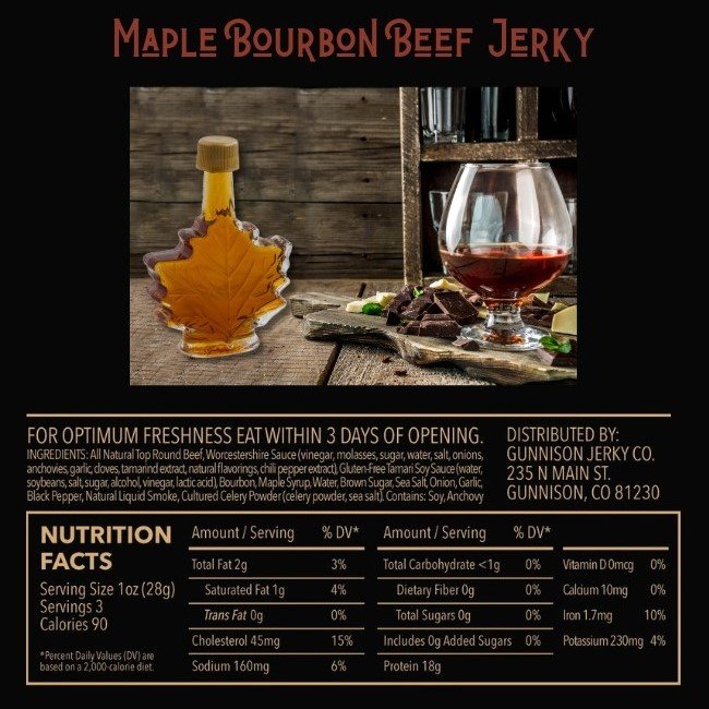 Gunnison Jerky Co Maple Bourbon Beef Jerky Nutrition Facts