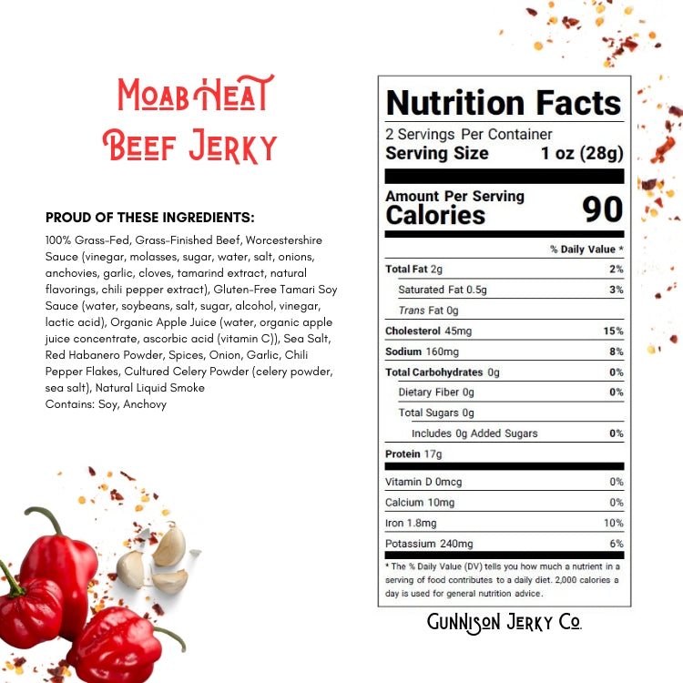 Gunnison Jerky Co. Moab Heat Beef Jerky Nutrition Facts