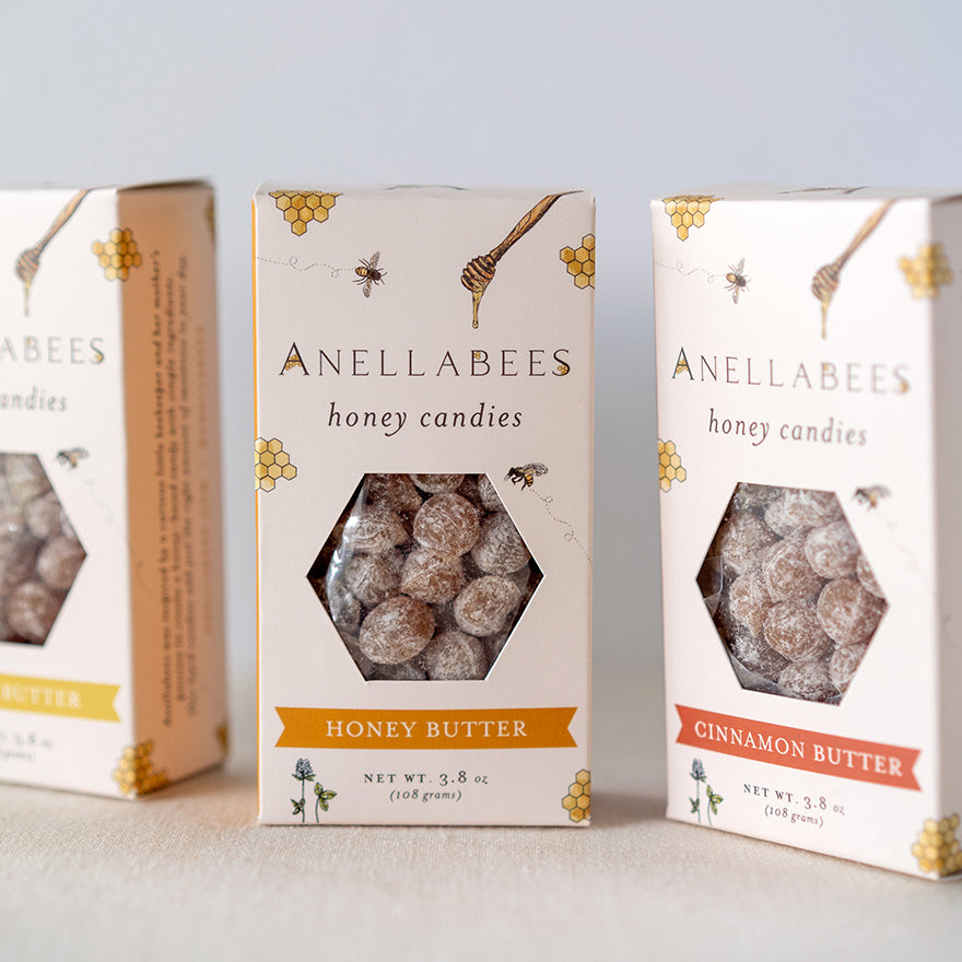 Three boxes of Anellabees hard honey candies