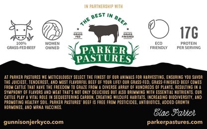 Back Label Palisade Peach Beef Jerky - Parker Pastures