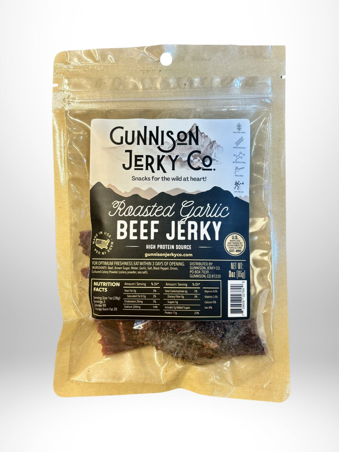 Gunnison Jerky Co. Roasted Garlic Beef Jerky