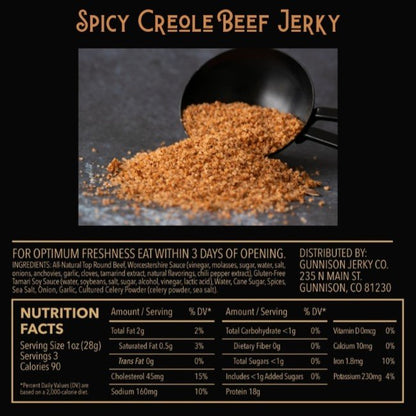 Gunnison Jerky Co Spicy Creole Beef Jerky Nutrition Facts