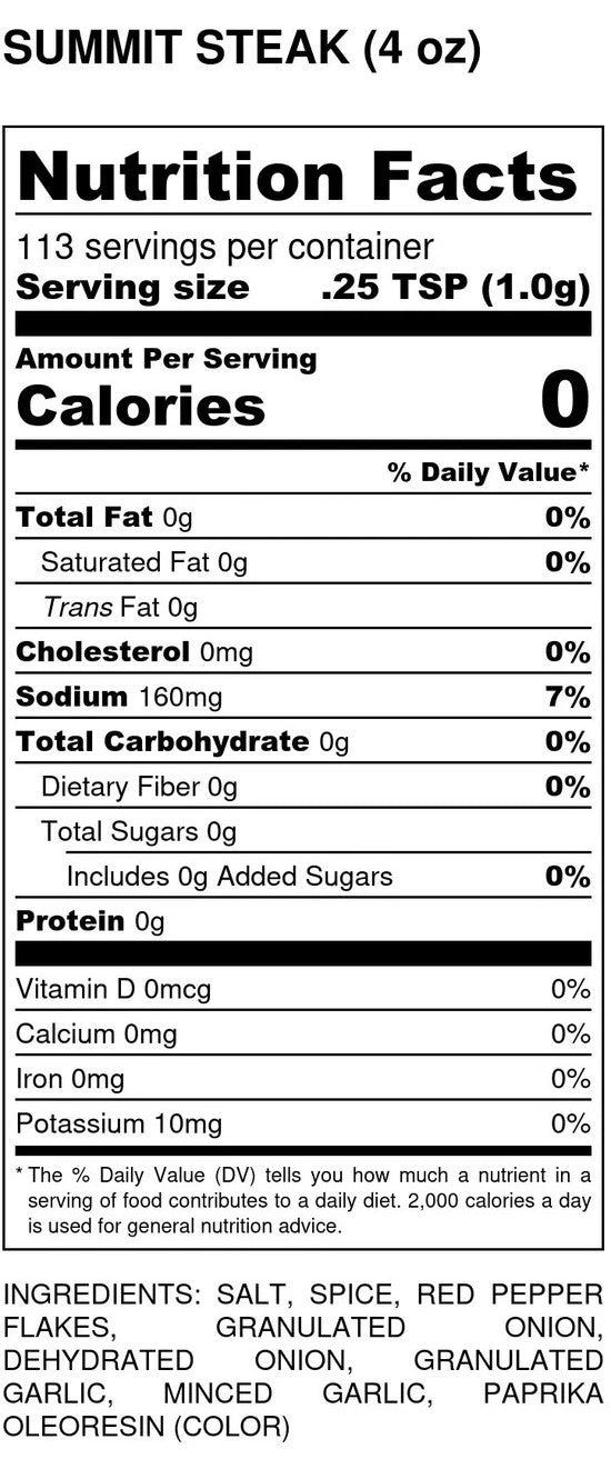 the spice guy summit county steak &amp; veg nutrition facts