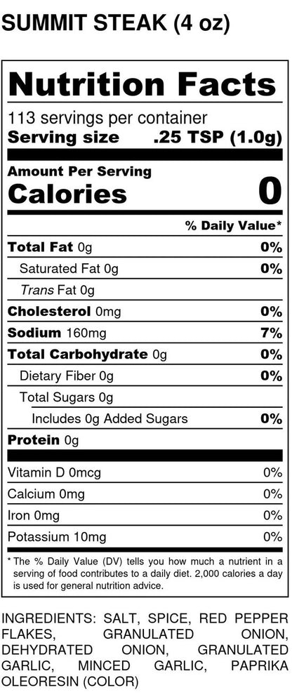 the spice guy summit county steak &amp; veg nutrition facts